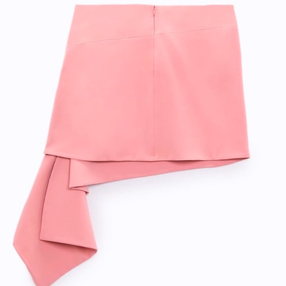 ZARA Dusty Rose Asymmetric Side Draping Mini Skirt—NWT—M - Picture 5 of 14